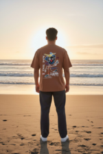 Men’s Oversized Mauve Graphic T-Shirt – Coastal Relax Fit - Image 3