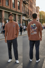 Men’s Oversized Mauve Graphic T-Shirt – Coastal Relax Fit - Image 2