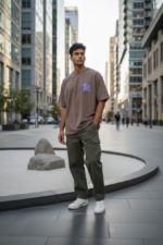 Minimal Earth Tone Oversized T-Shirt for Men - Image 3