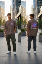 Minimal Earth Tone Oversized T-Shirt for Men - Image 4