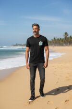 Men’s Black Pocket Graphic Printed T-Shirt