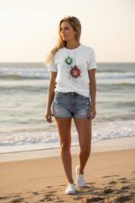 Trendy Paint Splash Bulb Print White T-Shirt for Girls