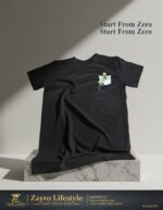 Women’s Black Pocket Graphic Printed T-Shirt - Image 2