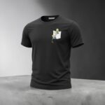 Women’s Black Pocket Graphic Printed T-Shirt - Image 3